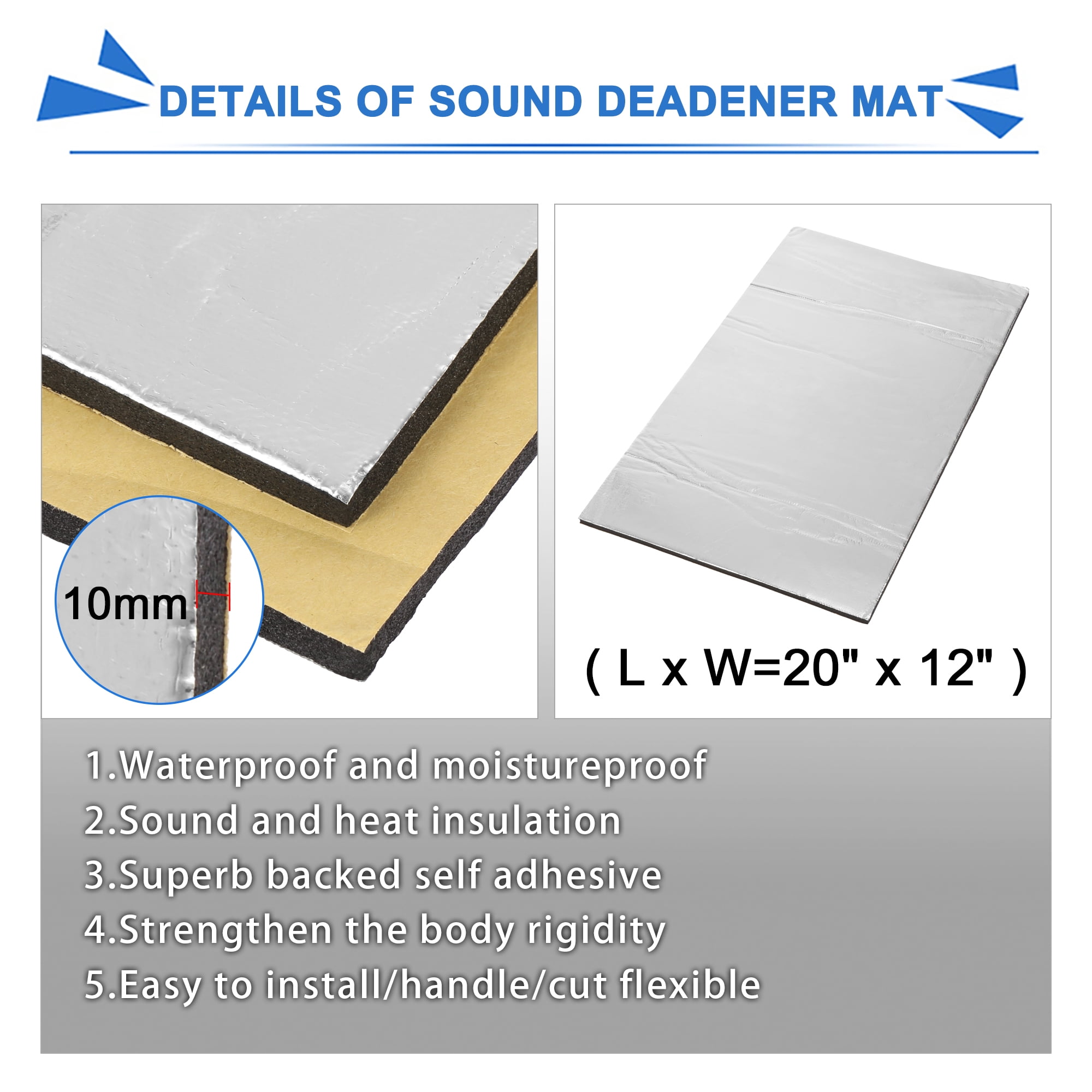 Unique Bargains 18pcs Car Sound Deadener Insulation Mat Intensive Aluminum