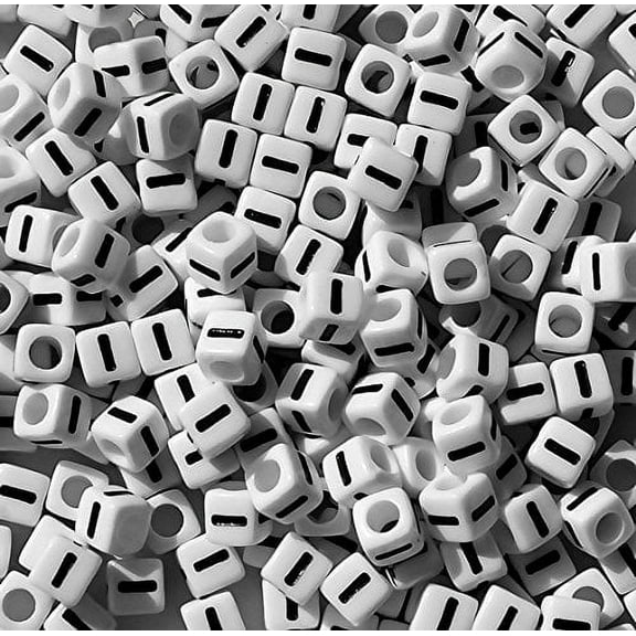 Jolly Store Crafts Letter "I" 7mm Cube Shape Alphabet Beads, 100pc.