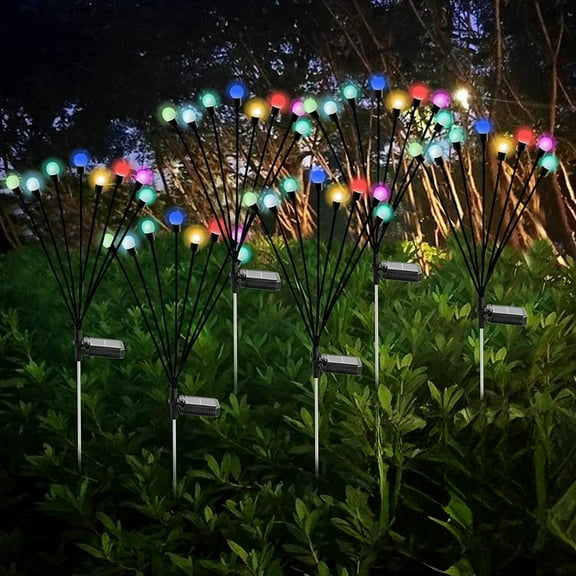 ddioayh Solar-Powered Outdoor Waterproof Garden Lights Colorful 8LED Flashing Firefly Decoration For Courtyard Yard Pathway - Plastic Material Auto On/Off Romantic Mood Lighting