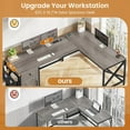 thumbnail image 6 of SEDETA 63" L Shaped Desk, Convertible Corner Office Desk with Drawer, Farmhouse Computer Desk with Power Strip & Storage Cabinet for Home Office, Grey, 6 of 14