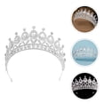 thumbnail image 3 of KAKOWELY Tiara de boda, corona de reina de cristal, diademas de novia blancas, tiaras de princesa, corona de diamantes de imitación, diadema para fiesta, accesorios para el cabello, 3 of 5