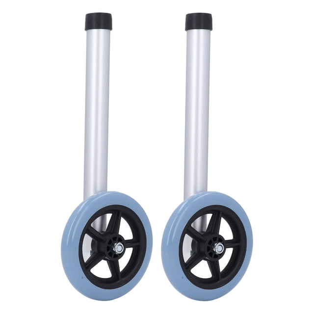 Walker Caster Wheels, Easy Installation Wheels for Walker 2pcs Strong Bearing Capacity Stainless Steel Legs Rollator Accessories Universal for Disabled