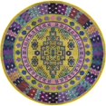 thumbnail image 1 of Unique Loom Medici Geometric Border Rug 6' x 6' Round Gold/Navy Blue, 1 of 1