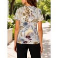 thumbnail image 4 of Women's All-Over Print Tee Shirts Short Sleeve Casual Vintage Dried Wildflower Graphic Crewneck Summer Tops, 4 of 6