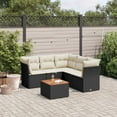 thumbnail image 1 of vidaXL 6 Piece Garden Sofa Set with Cushions Black Poly Rattan, 1 of 5