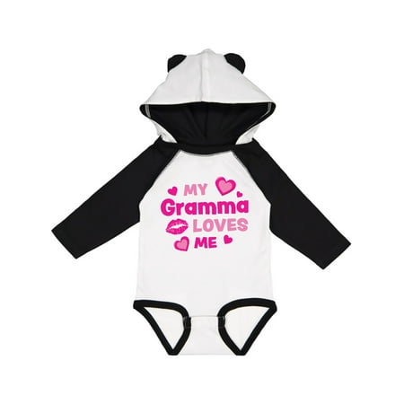 

Inktastic Valentine s Day My Gramma Loves Me Hearts and Lips Gift Baby Boy or Baby Girl Long Sleeve Bodysuit