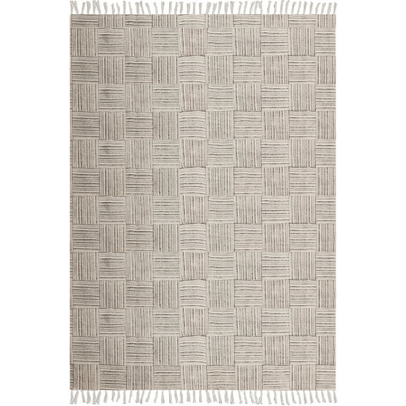 Casavani Indian Handmade Flat Weave Gray Garden Kilim Boho Dhurrie 2x3 Feet