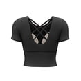 thumbnail image 6 of OGLCCG Women Crop Workout Tops Short Sleeve Basic Y2K Going Out Crew Neck Running Athletic Top for Hiking Summer Fitted Yoga T Shirts,XXL,Black, 6 of 6