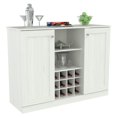 Inval Shaker Kitchen Cabinet with Wine Rack, Washed Oak