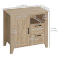 thumbnail image 3 of HOMCOM Armoire de Rangement de Style Ferme, Buffet de Cuisine avec Tiroirs, Porte et Étagère Réglable, Naturel, 3 of 10
