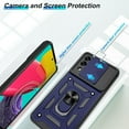 thumbnail image 2 of Samsung Galaxy M53 5G Case,Compatible with Samsung Galaxy M53 5G Case with HD Screen Protector with Slide Camera Cover, 360° Rotation Ring Kickstand [Military Grade] Case for Samsung M53 5G,Blue, 2 of 14