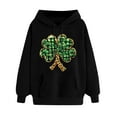 thumbnail image 3 of VBTAPA St Patrick's Day Hooded Sweatshirt Womens Lucky Shamrock Print Pullover Tops Spring Casual Long Sleeve Hoodies with Pocket Black S, 3 of 6