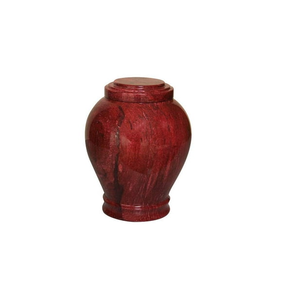 Adult Cremation Urn for Human Ashes - Natural Marble Cremation Urn with Red Elegant Design - Adult Size - 220 cu. in.
