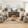 thumbnail image 6 of CHITOOMA Electric Fireplace TV Stand for 65 70 75 inch TV with Remote Control, Farmhouse Entertainment Center with 23″ Fireplace for Living Room, Bedroom,Vintage Brown, 6 of 13