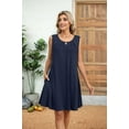 thumbnail image 5 of Women'S Summer Solid Color Round Neck Hollow Pleated Sleeveless Dress with Pockets Tibet XL, 5 of 9