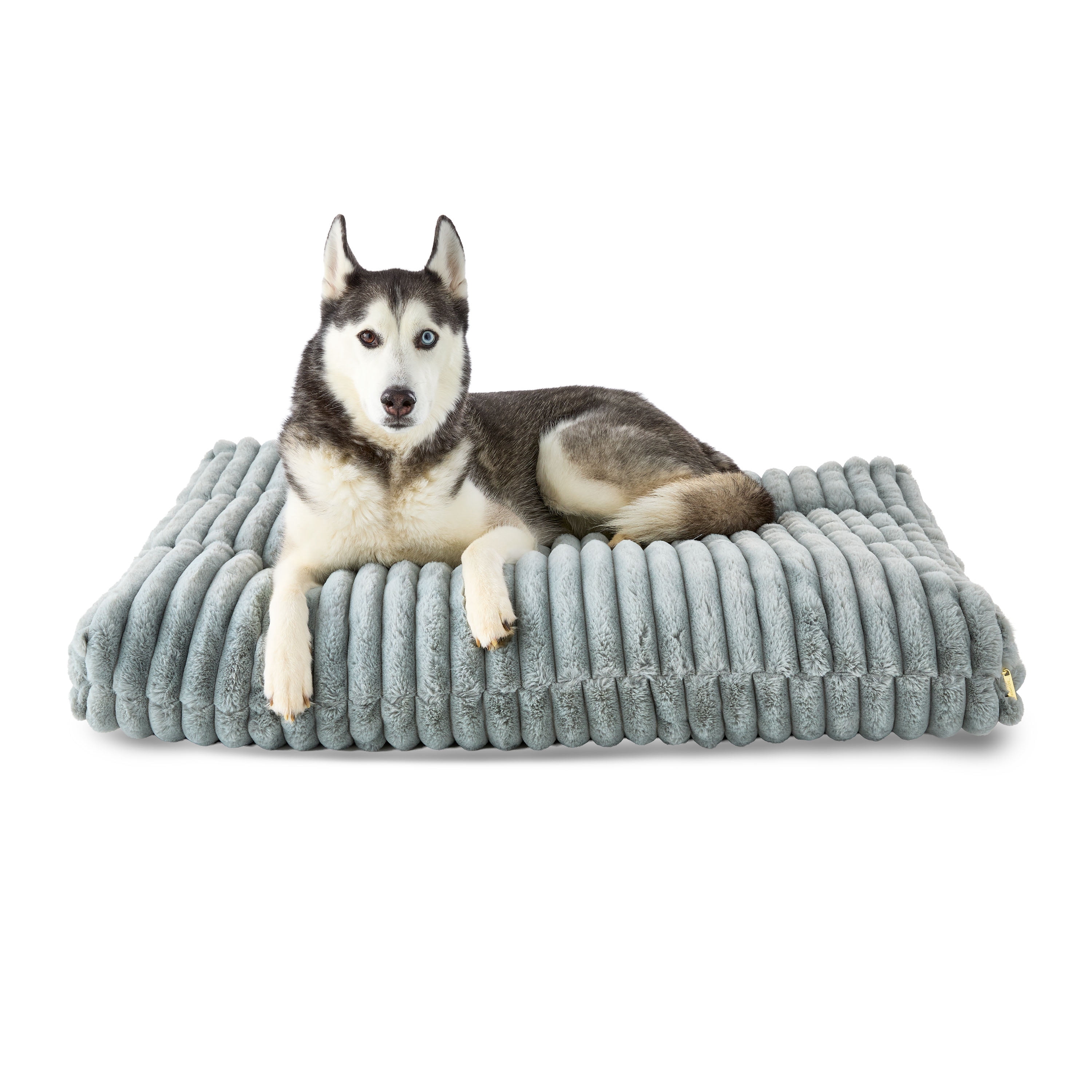 Vibrant Life Large Ribbed Orthopedic Pet Bed, Gray, 40" x 27"
