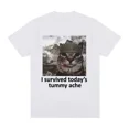 thumbnail image 5 of Sobreviví al dolor de estómago de hoy, camiseta divertida con meme de gato, camiseta de manga corta para hombres y mujeres, camisetas casuales de algodón de gran tamaño, ropa de calle, 5 of 5