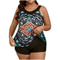 thumbnail image 2 of Feimerou Women Plus Size Tankini Swimsuit Two Piece Tummy Control High Waisted Bathing Suit Modest Tankinis Swim Top with Boyshorts, 2 of 8