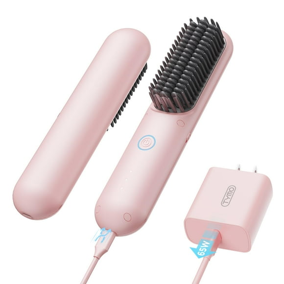 TYMO Cordless Hair Straightener Brush - Porta PRO Portable Straightening Brush for Travel, Mini Ionic Hot Comb Straightener for Women, Lightweight on-The-go, Cordless & F