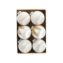 Btomtd 6pcs 3.15"/8cm Silk Thread Christmas Balls for Festive Decor, Wrapped Hanging Christmas Ball Ornaments for Xmas Tree and Window Display, White