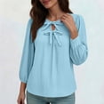 thumbnail image 4 of CYMMPU Women's Summer Basic 3/4 Sleeve Crew Neck Blouse Top, Casual Lightweight Long Sleeve Top for Ladies Light Blue S, 4 of 6