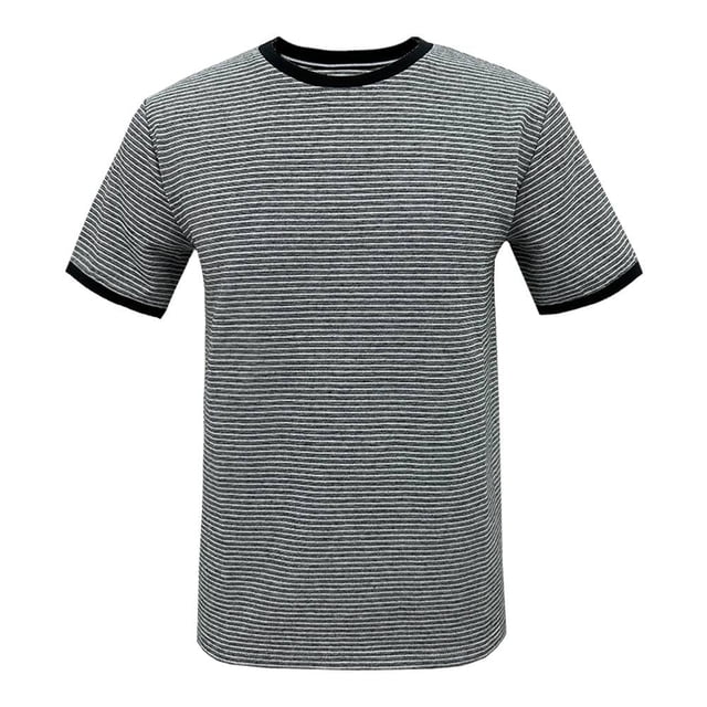 Playera George para Hombre, Cuello Redondo Manga Corta de Rayas Horizontales Blanco con Negro Talla EG