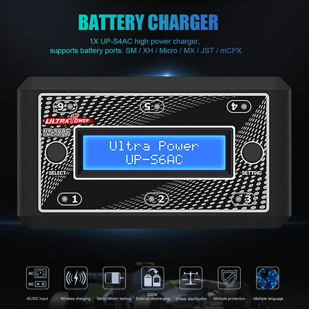 Cargador de batería Ultra Power UPS6AC LCD Digital para niños 6x435 Ehuebsd W AC DC para LiPO LiHV 1S modelo RC