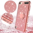 thumbnail image 3 of Apple iPod Touch 6 Case, iPod 6/5 Case [Tempered Glass Screen Protector],Glitter Ring Stand Bling Sparkle Diamond Case For Apple iPod Touch 5/6th Generation - Rose Gold, 3 of 5