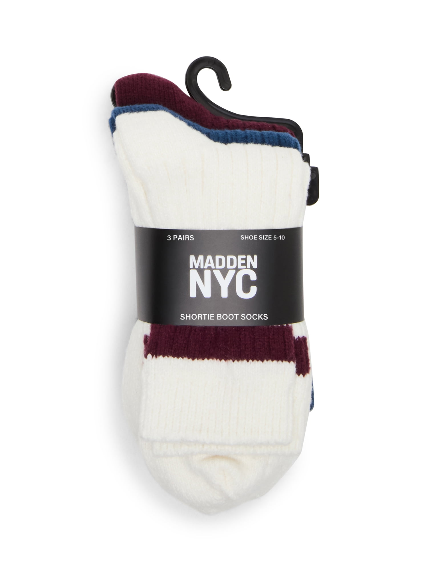 Madden NYC Women's Shortie Boot Socks, 3-Pack, Fits Shoe Size 5-10