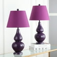 thumbnail image 3 of SAFAVIEH Cybil 26 in. Purple Glass Table Lamp with Purple Cotton Shade, Set of 2, 3 of 5