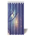 thumbnail image 1 of ABPHQTO Galaxy Stars Decor Cortina de ducha Bosque con árboles misteriosos y pájaros Juego de baño de tela con ganchos 90x180 cm, 1 of 2