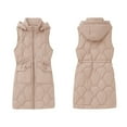thumbnail image 4 of Dwralegc Puffer Vest Women Trendy Puffy Outfits Zip Up Quilted Fall Winter Warm Long Vest Sleeveless Solid Color Hooded Coat with Hood Khaki XL, 4 of 4