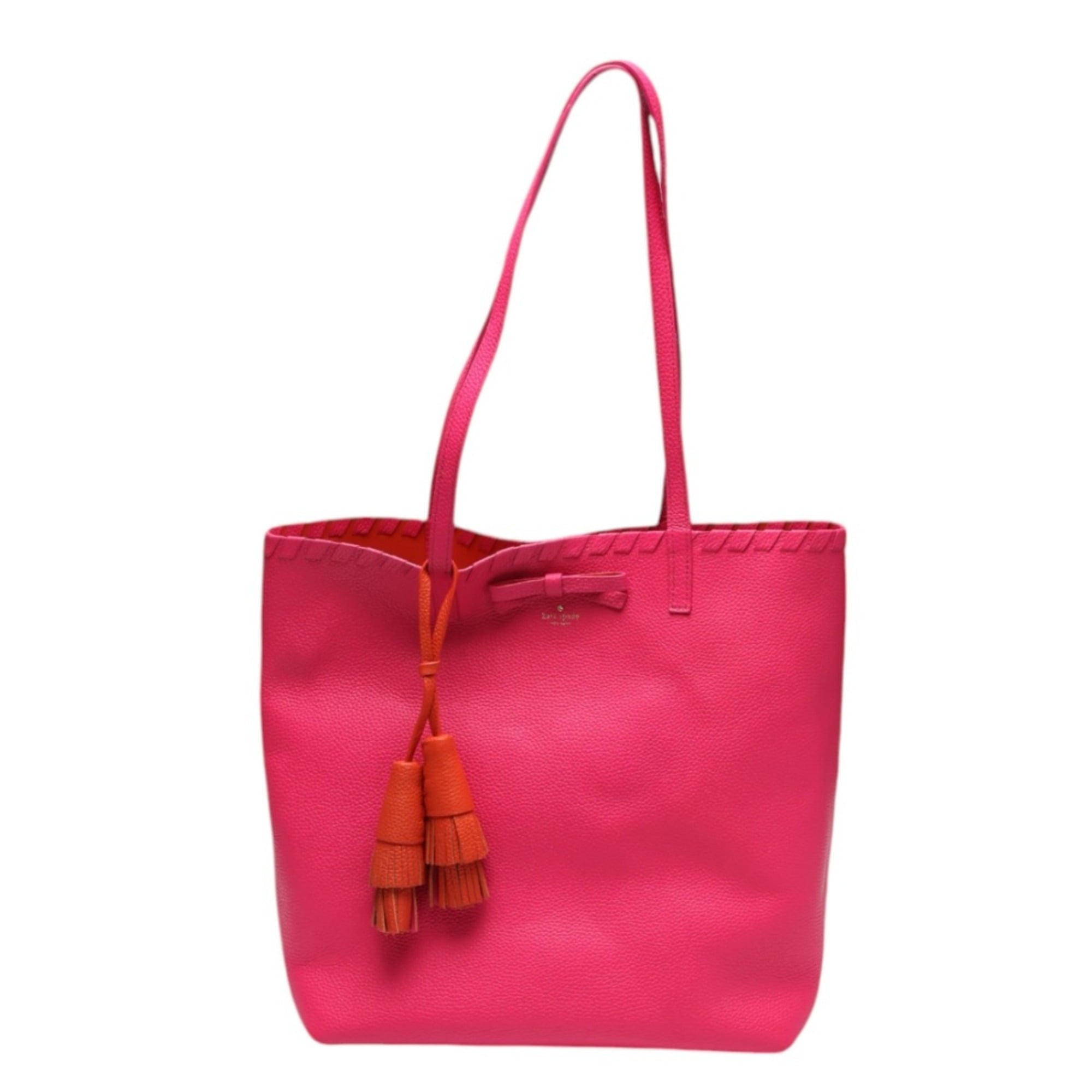 Pre-Owned Kate Spade tote bag in pink leather with tassel detail. (Good)