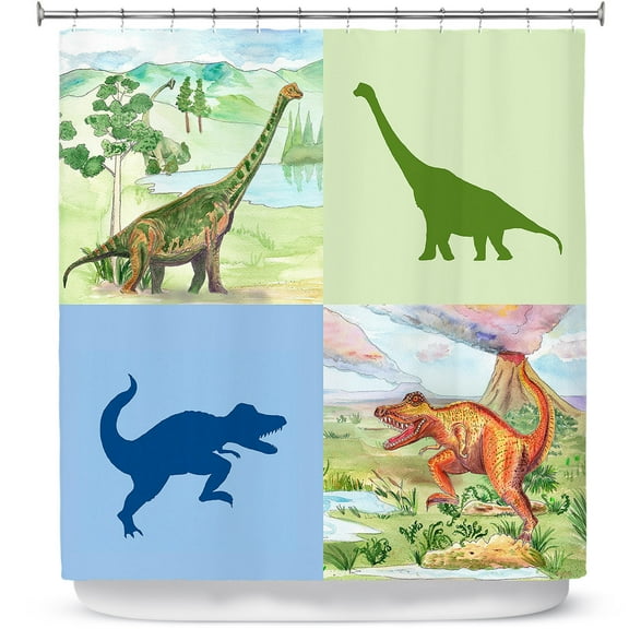 Shower Curtains 70" x 73" from DiaNoche Designs by Catherine Holcombe - Dinosaur Collage