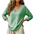 thumbnail image 6 of QIYAGBSA Tops for Women Gingham Checkered Long Sleeve Relaxed Fit Casual Shirts for Spring Fall Weekend Outings Blouses & Tops(Green, L), 6 of 8