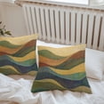 thumbnail image 4 of Color Mountain Stripes Outdoor Pillow Covers Set of 2 Vintage Abstract Waves Striped Waterproof Throw Pillow Case Decorative Square Cushion Cover for Patio Couch Garden Balcony, 26"x26", 4 of 9