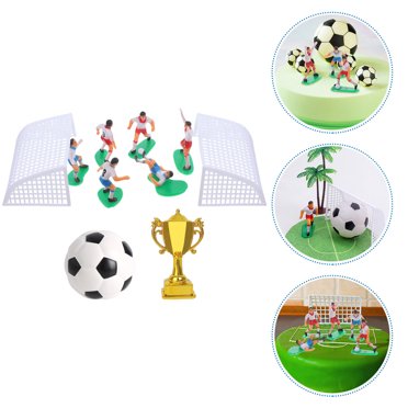 UPKOCH Soccer Cake Topper Set - 6 Players, 2 Goals, 1 Referee, Mini Figures For Birthday Party