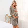 thumbnail image 3 of Maternity Nightgown Womens 3/4 Sleeve Striped Nursing Sleepshirt Breastfeeding Sleep Dress, 3 of 5
