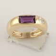 thumbnail image 3 of KIRAN FINE JEWEL Bezel Baguette Purple Amethyst CZ Diamond Band Ring Yellow Gold Plated 925 Silver Women Gemstone Statement Jewelry Gift For Her, 3 of 5