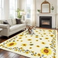 thumbnail image 3 of Yellow Sunflower Bees Area Rug 8x10 Washable Rug Non Slip Spring Summer Farmhouse Floral Large Area Rug Soft Stainresistant Indoor Floor Carpet for Living Room Bedroom Home Office Dining Room Nursery, 3 of 7