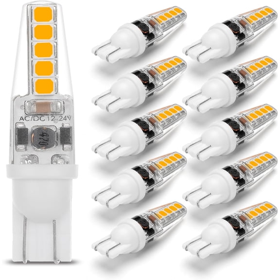 Low Voltage Wedge Base LED Landscape Bulbs T5 T10, Malibu Path Garden Light Bulbs, 921 922 912 194 168 T10 RV Camper Trailer Motorhome Marine Boat Dome Light, Warm White, Pack