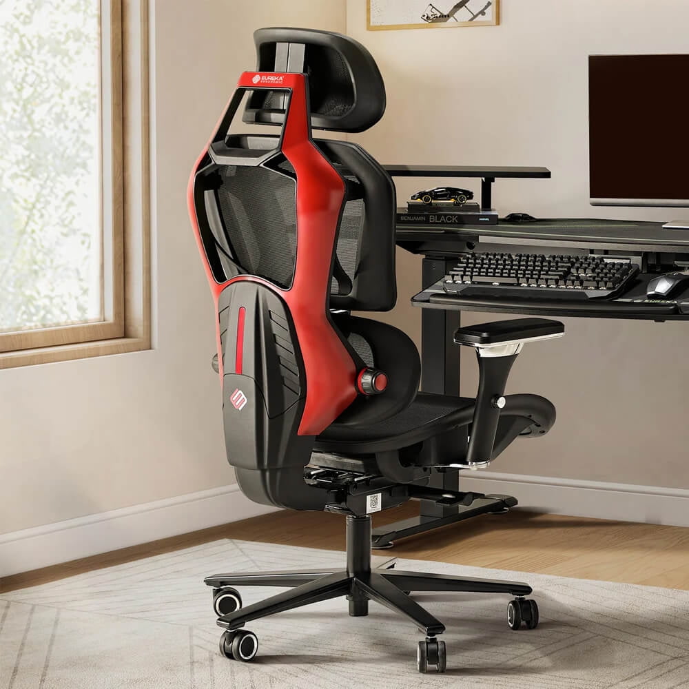 Eureka Ergonomic ERKGC05R Typhon Hybrid Ergonomic Gaming Chair - Red
