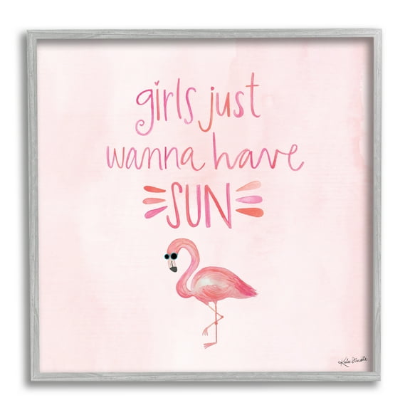 Stupell Industries Girls Just Wanna Have Sun Tropical Summer Phrase Framed Wall Art, 24 x 24, Design by Katie Doucette