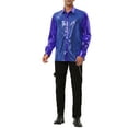thumbnail image 2 of INSPIRE CHIC Men's Shiny Sequins Shirt Long Sleeves Slim Fit Disco Party Shirt, 2 of 6