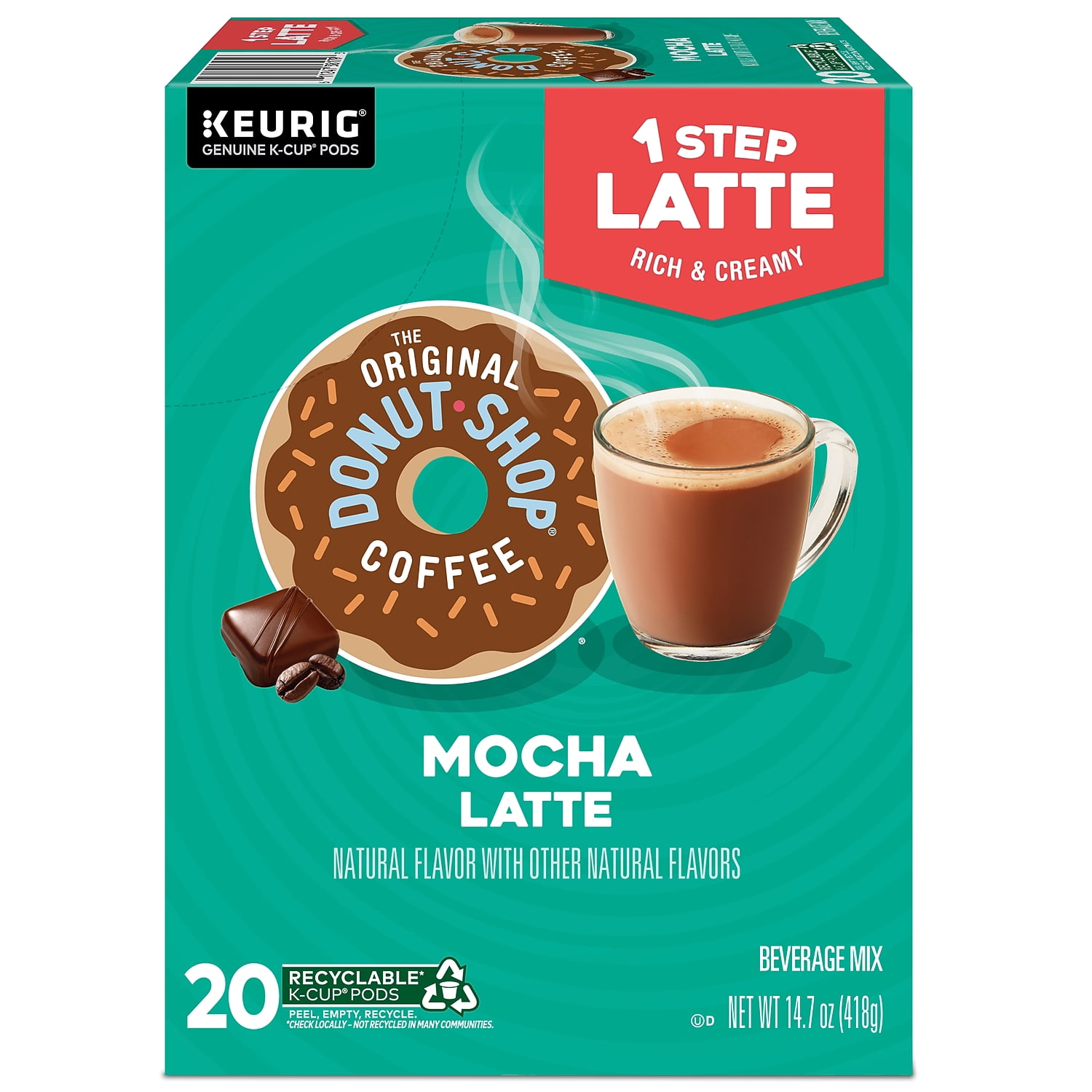 The Original Donut Shop® Single-Serve K-Cup®, 1-Step Mocha Latte, Carton of 20