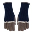 thumbnail image 2 of 1 Pair Women Winter Gloves Thickened Colorblock Knitted Five Fingers Unisex Anti slip Cold Weather Driving Golfing Skiing Skating Gloves, 2 of 8