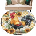 thumbnail image 6 of Vintage Rooster Round Rug 5ft Washable Circle Kitchen Rugs Non Slip Farmhouse Sunflower Animals Plaid Large Area Rug Indoor Floor Carpet for Bedroom Living Room Home Office Dining Room Nursery, 6 of 8