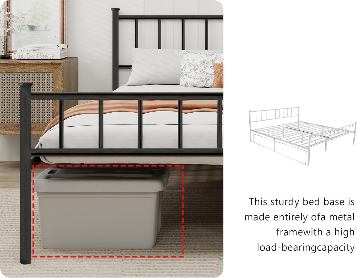 alazyhome Queen Size Classic Metal Platform Bed Frame-Mattress Foundation Steel Slat Support, Black