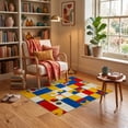 thumbnail image 3 of ODIKA 3'x5' Ultra-Soft Throw Mat, Hopscotch Modern Abstract Path With Checkerboard Arcade Motifs None Washable, Bare feet friendly, Easy Care Indoor rug for Bedside, Vanity, 3 of 7