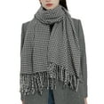 thumbnail image 2 of Bibifish Womens Classic Houndstooth Scarf Fringed Hem Warm Stylish Neck Wrap for Winter & Fall windproof soft scarf trendy fall winter outfit, 2 of 7